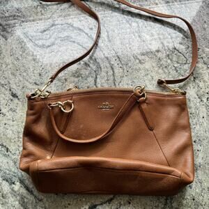 Women's Coach Tan Pebble Leather Duo Crossbody Hand bag